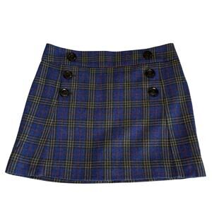 GAP Wool Mini Skirt Women's 4 | Blue Plaid | Y2K Preppy Collegiate | EUC